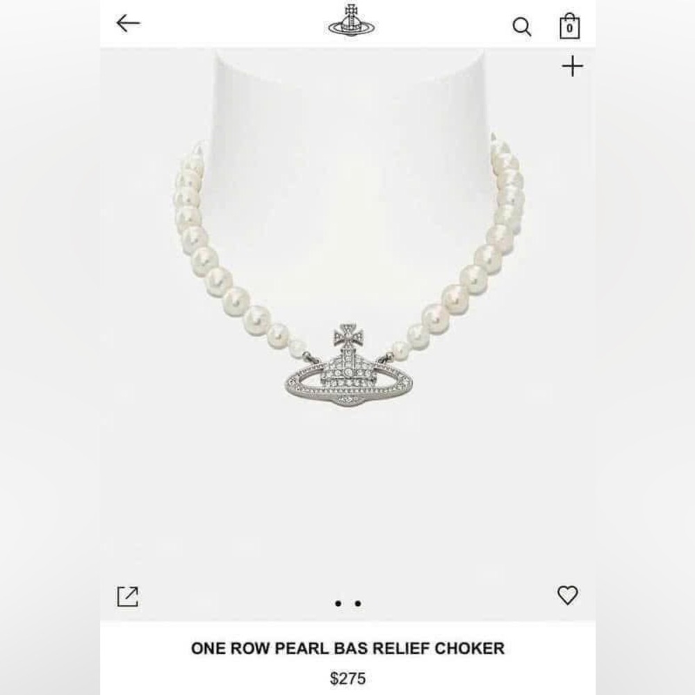 Vivienne Westwood ONE ROW PEARL BAS RELIEF CHOKER - Picture 5 of 9
